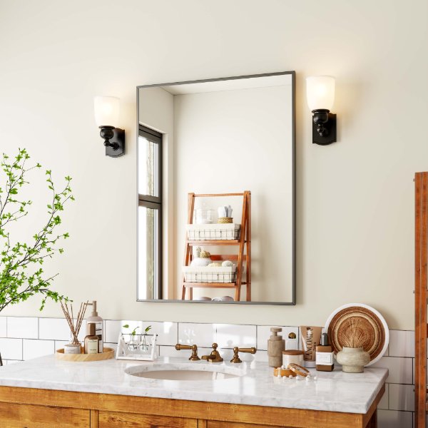DP523 Black Framed Bathroom Mirror